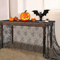 Black Tablecloth Halloween Lace Table Fabric 2pcs 60x120 Inch by LuoluoHouse