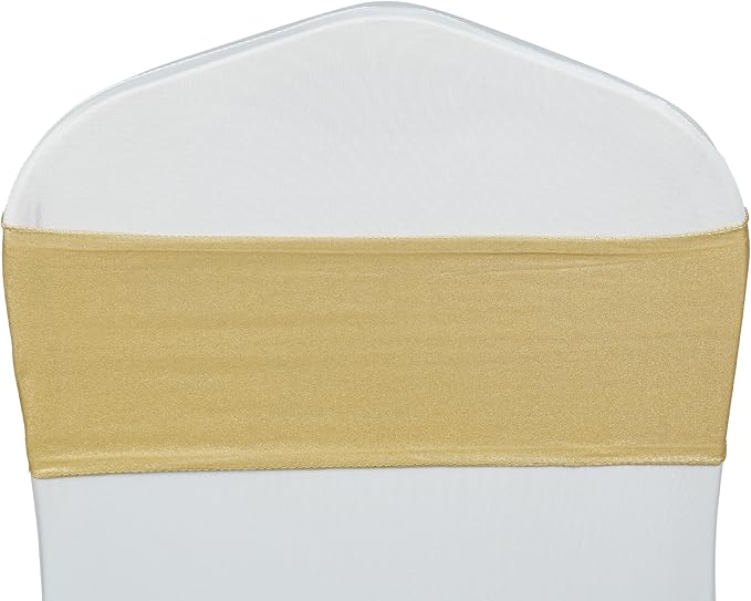 VDS Pack of 300 PCS | Metallic Gold | Spandex Chair Sashes Bows without Buckle by VDS