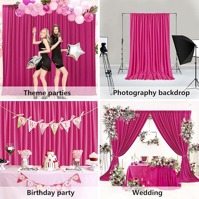 10 x 7 Feet Fuschia Backdrop Curtain - Image 3