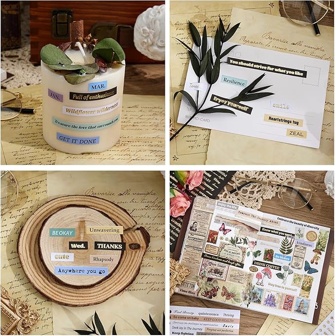 2500+ Pcs Word Stickers for Journaling, 50 Sheets Quote Sticker Gold Foil Art - Image 3