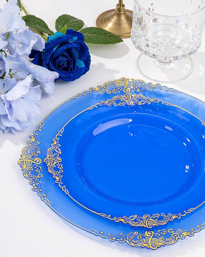 Nervure 350PCS Blue Plastic Plates - Image 2
