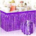 3 Pack 29 x108 Inch Purple Foil Fringe Table Skirts Metallic Banner by LANTIANCHEN