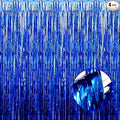 4 Pack Blue Foil Fringe Curtain Backdrop, 3.28Ftx8.2Ft Metallic Tinsel Streamers by Unknown