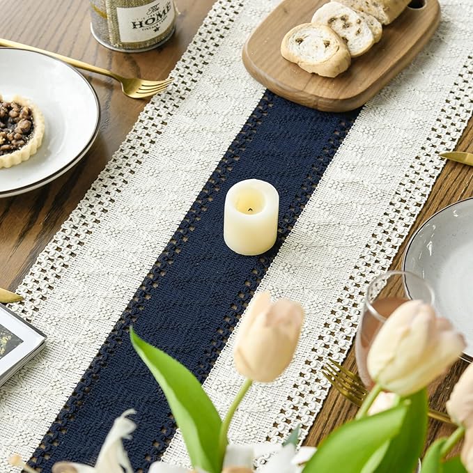 Artoid Mode Dark Blue Farmhouse Rustic Table Runner, Seasonal Holiday Hollow - Image 4