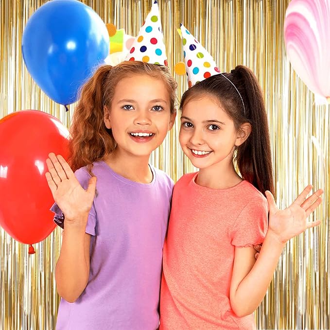 4 Pack Champagne Gold Foil Fringe Curtain Backdrop, 3.28Ft x 8.2Ft Metallic - Image 7