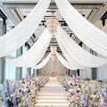 6 Panels White Ceiling Drapes for Wedding 5ftx15ft Sheer Drapery Chiffon Fabric by REWOMC