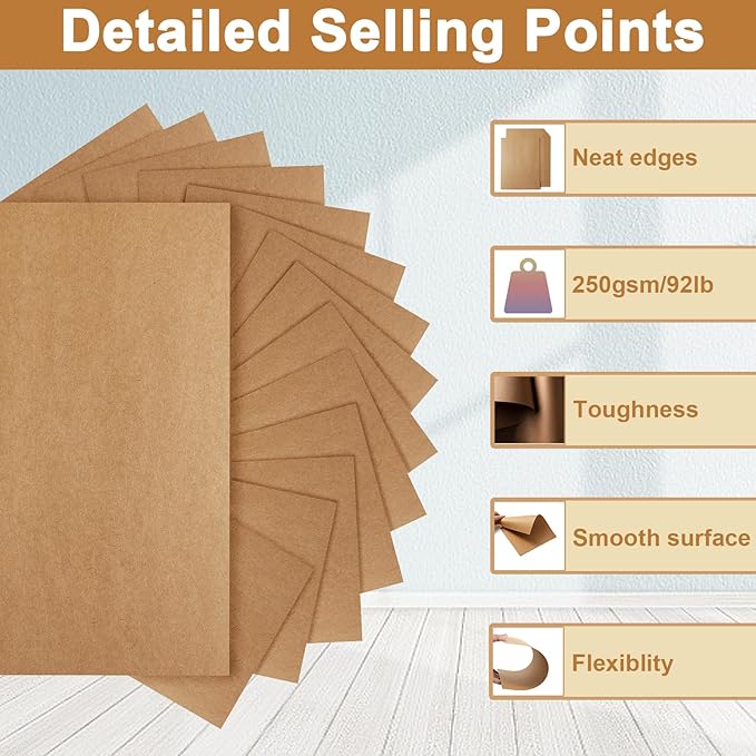 120 Sheets Brown Cardstock 8.5 x 11 Kraft Paper, 92lb Thick Printer Paper Card - Image 3
