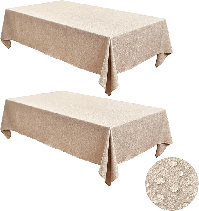 Fitable Faux Linen Tablecloths for Rectangle Tables: Water & Stain Resistant by Fitable