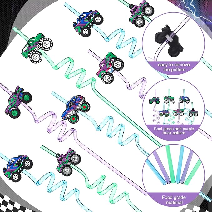 Yungyan 36 Sets Green Purple Monster Truck Party Favors Goodie Cups - Image 4