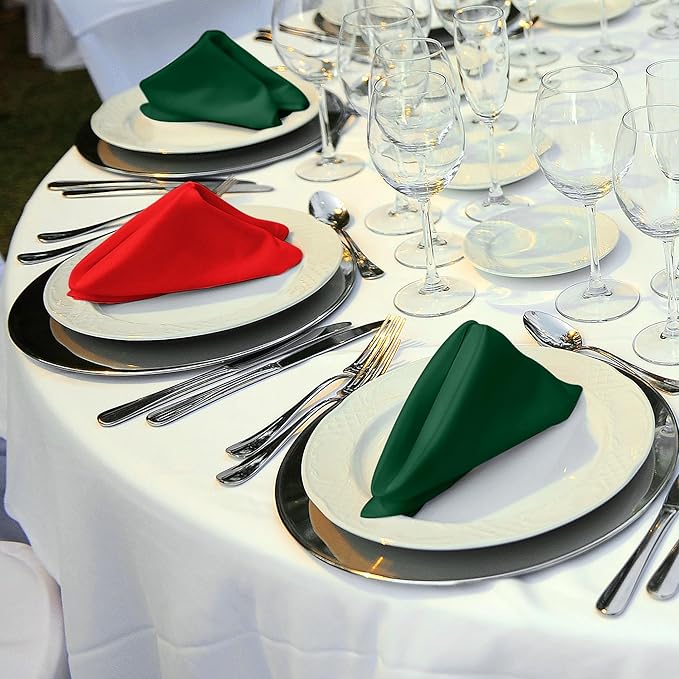 Aneco 12 Pieces Christmas Satin Napkins Soft Dinner Napkins Square Weddings - Image 6