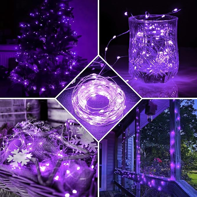 24 Pack Purple Fairy Lights 7Ft 20 LED Twinkle String Lights 3 Modes Battery - Image 5