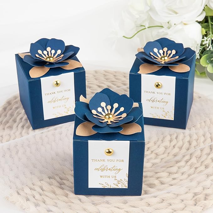 FEIYI 20 PCS Favor Boxes, 3 In 1 Navy Blue Candy Boxes - Image 5