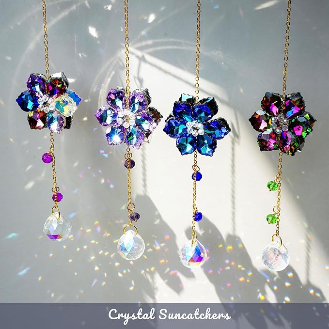 HDCRYSTALGIFTS 4pcs Crystal Flower Suncatchers - Image 5