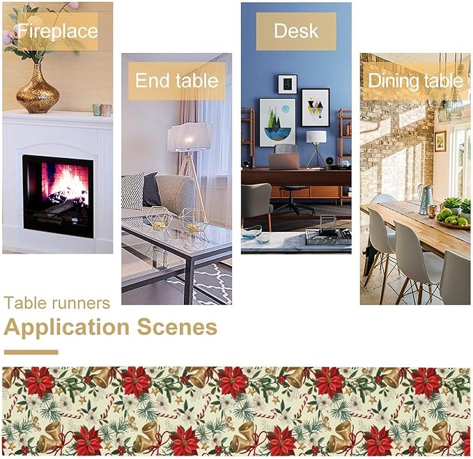 Christmas Table Runner, Seasonal Winter Xmas Holiday Kitchen Dining Table - Image 6