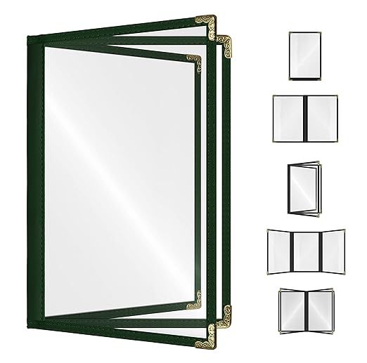 Goodsmart Restaurant Menu Covers – 25 Pack Green 6-View Booklet 5.5" x 8.5" by ACISuperPower