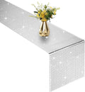 12x108 Inch Disco Ball Party Table Runner Silver Glitter Foil Table by Vehipa