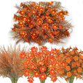 16 Pcs Fake Fall Flowers Outdoor Fall Artificial Flower Arrangements Faux Fall by Tepaler