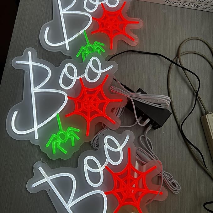 Boo Neon Sign Ghost Neon Light Lets Get Spooky Neon Light Halloween Home Decor - Image 6