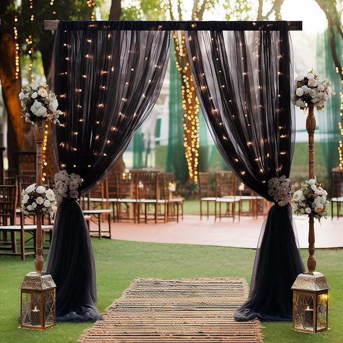 10×10ft Black Tulle Backdrop Curtain - Image 4