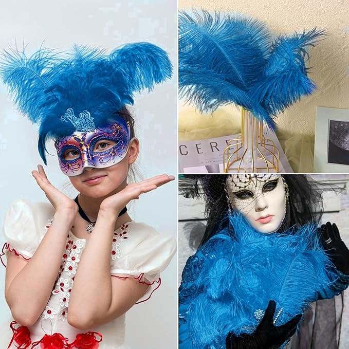 NEWONG 30pcs Light Blue Ostrich Feathers Natural Bulk 9-12in（23-30cm） Vase - Image 3