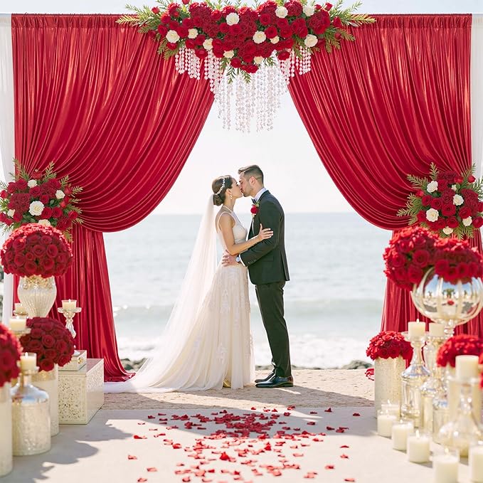 gogoparti 10x10FT Red Sequin Backdrop Curtain - Image 5