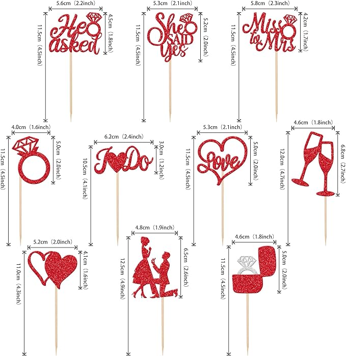 30 PCS He Asked She Said Yes Cupcake Toppers Glitter Engagement Cupcake Toppers - Image 2