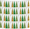 4P Sage-Green Beige-Mint Gold Foil Fringe Metallic Tassel Garland Banner by HYSILLA