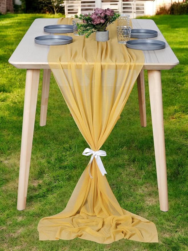 MDS 10 Pack 10ft Chiffon Table Runner 29 x 120 Inches Sheer Wedding Runner by MDS