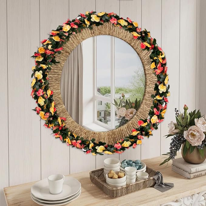 16Pcs 126Ft Pink&Yellow Rose Garland, Fake Rose Hanging Flowers, Artificial - Image 5
