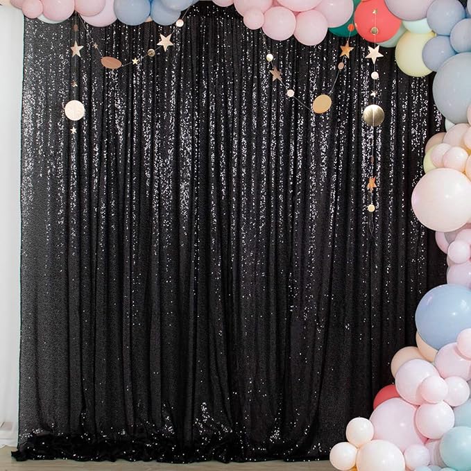 ShinyBeauty Sequin Backdrop- 5FTx10FT-Black-Sequin Photo Backdrop, Photo Booth by ShinyBeauty