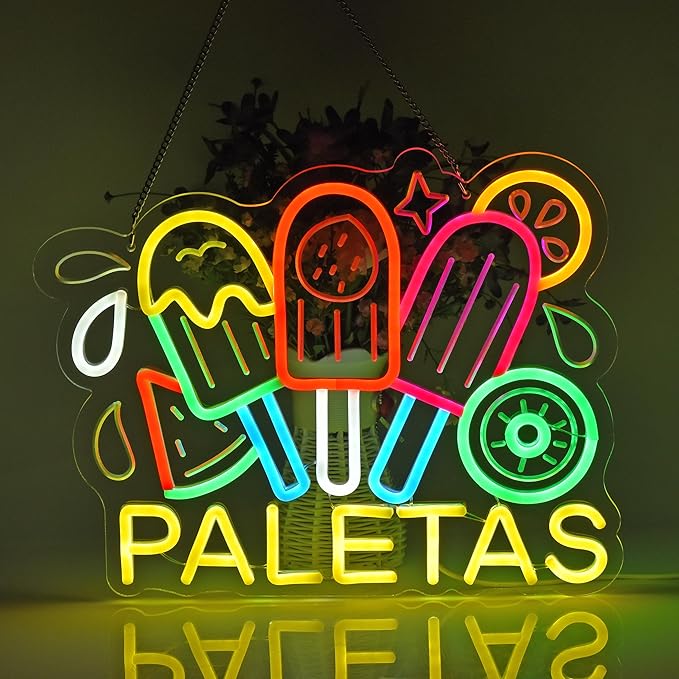 CNBEYOUNG Paletas Neon Sign, Neon Lights Hanging Wall Art Decoration - Image 3