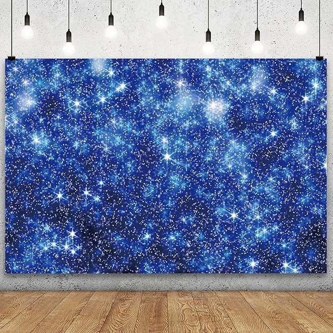 YongFoto Blue Glitter Backdrop 9x6ft Silver Light Spots Navy Blue Sequin Bokeh by YongFoto