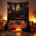 QGHOT Halloween Tapestry Wall Hanging Horror Castle Window Tapestry Gothic by QGHOT