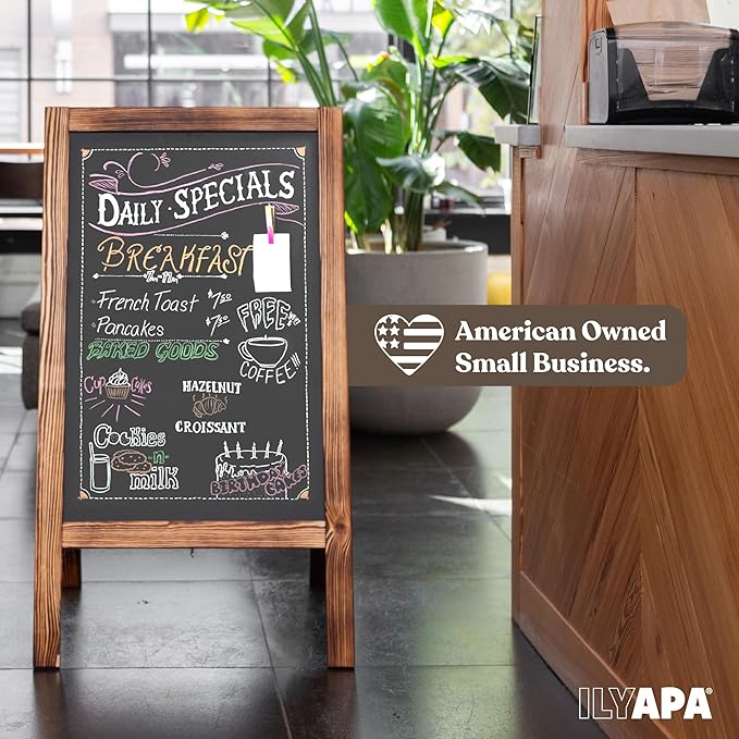 Ilyapa Wooden Sandwich Board Signs Outdoor A Frame Chalkboard Sign - Image 5