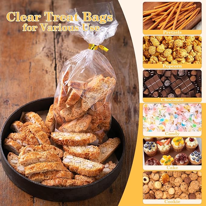 100 PCS Cellophane Treat Bags, Cidenbio 6x10 In Clear Cellophane Gift Bags - Image 5