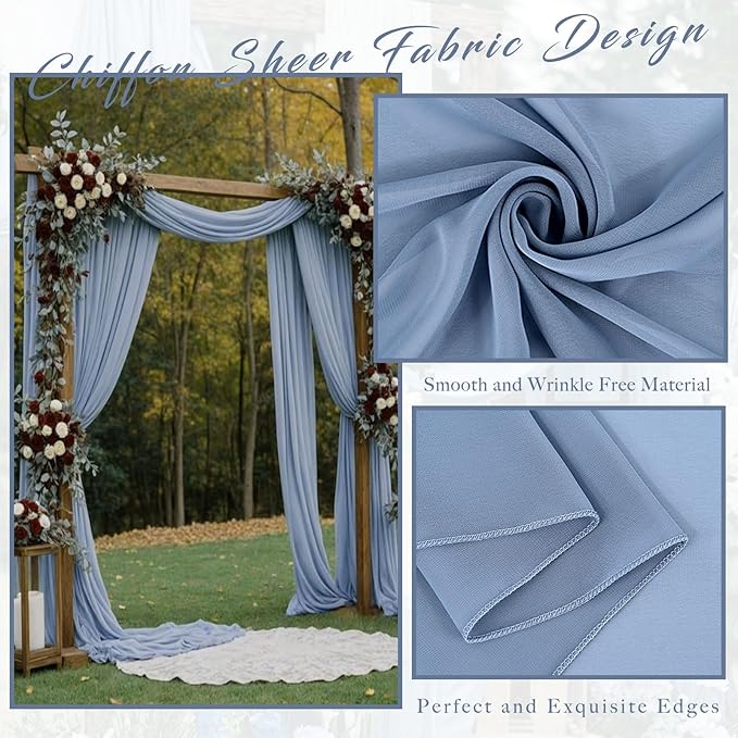 20Ft length x 28" width 2 Panels Wedding Arch Draping Fabric Dusty Blue Arch - Image 4