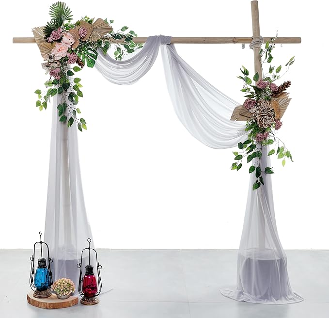 VDS Pack of 2 Panel Wedding Arch Draping Fabric Sheer Chiffon Fabric Drapery - Image 2