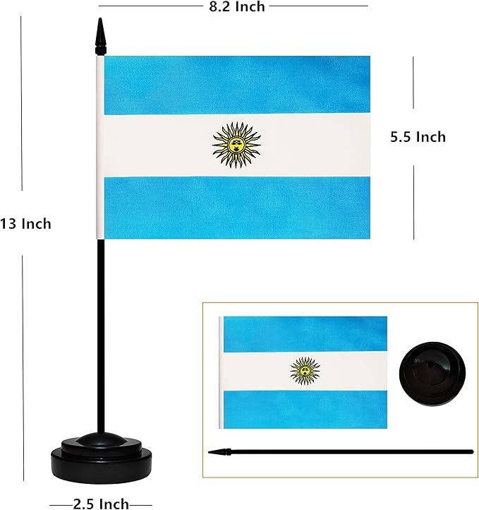 12 Pack Argentina Desk Flags Set, Argentine Small Mini Table Office Flags - Image 2