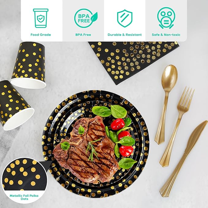Black and Gold Party Supplies - Image 3