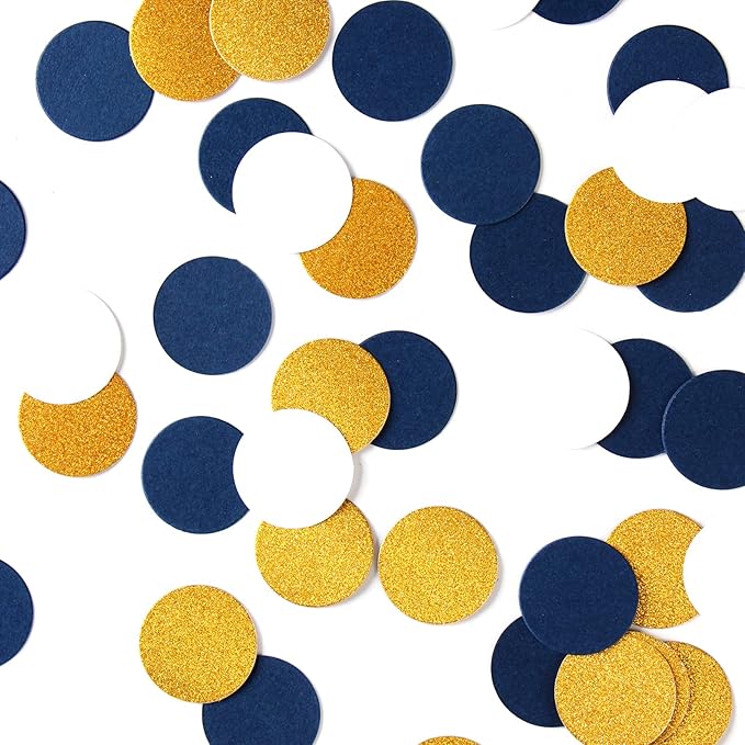 Navy Blue White Gold Confetti Birthday Decorations - Image 6