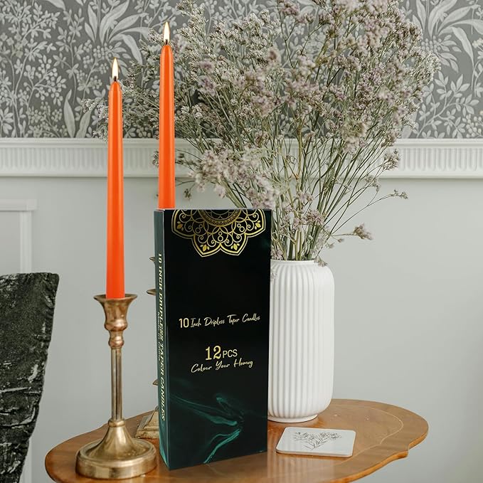 12-Pack Orange Taper Candles - Image 7