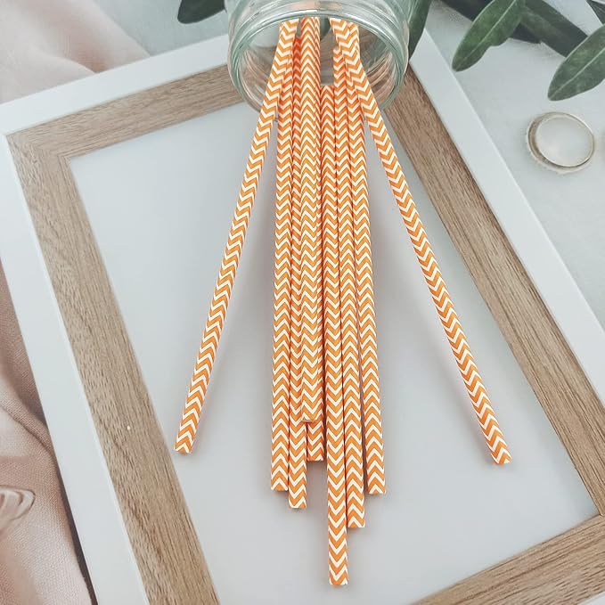 YAOSHENG Premium Disposable Waves Striped Drinking Paper Straws, Pack 100 - Image 4