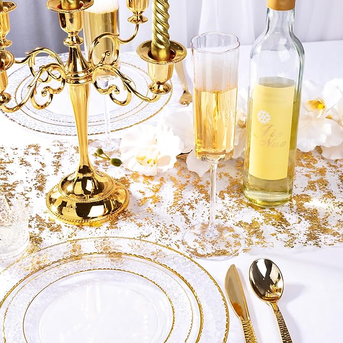 Ciaell 24 Pack Plastic Champagne Flutes - 6 Oz Flower Wavy Champagne Plastic - Image 6
