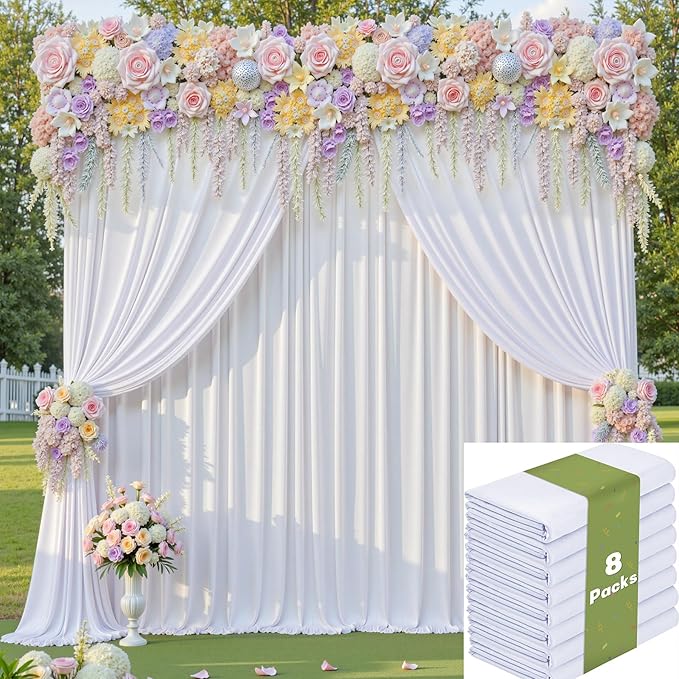 40ftx10ft Wrinkle Free White Backdrop Curtains by CO-AVE
