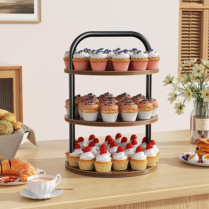 2 Pack Wooden Cupcake Stand, 3 Tier Large Cupcake Tower Stand 50 Cupcakes - Image 2