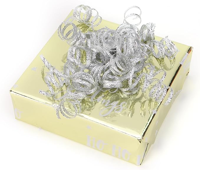 6" Metallic Silver Christmas Curly Ribbon Bows - Image 4