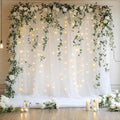 Tulle Backdrop Curtain with Lights String 10FT X 10FT White Sheer Tulle by Xiomot