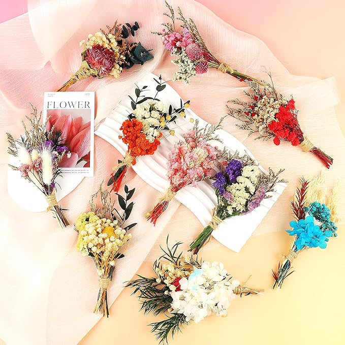 10Pcs Mini Dried Flower Bouquet Colourful Natural Boho Dried Flowers Set Mini - Image 3
