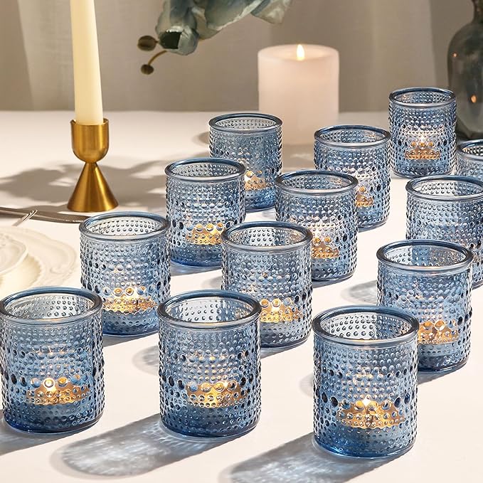 36pcs Blue Votive Candle Holders, Elegant Glass Votive & Tealight Candle Holders by TRIRITE