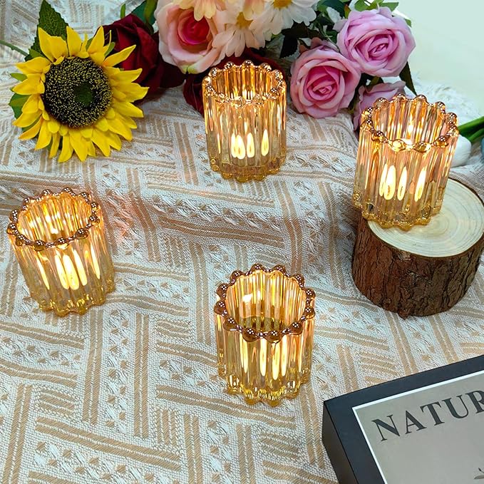 GOLDEAL 12Pcs Gold Glass Votive Candle Holders Tealight Holders Decorative - Image 5